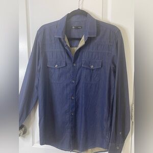 INC International Concepts Denim Long Sleeve Button Down Shirt -size Small
